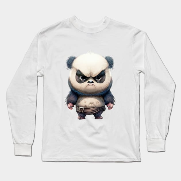 Panda Cute Adorable Humorous Illustration Long Sleeve T-Shirt by Cubebox